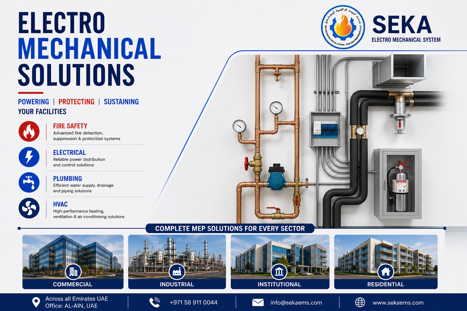 SEKA Electro Mechanical Solutions services overview banner